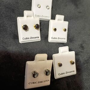 Cubic Zirconia Stud Earrings Set